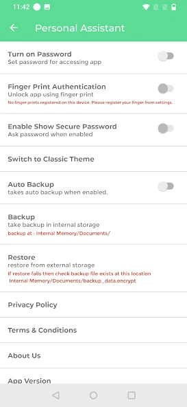 Document Manager secure vault screenshot